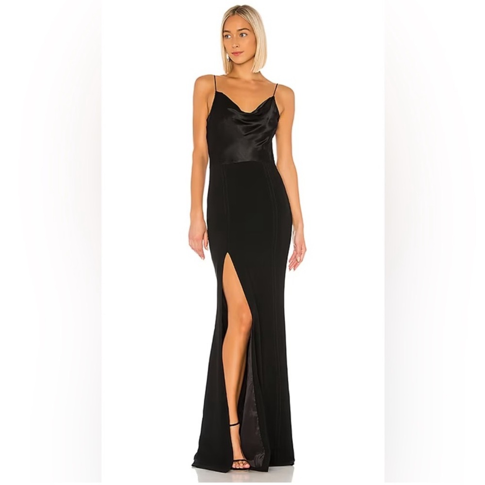 Cinq a sept Ana Mixed Media Gown in Black